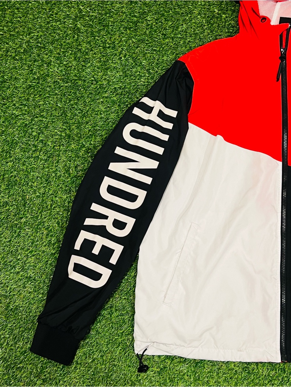 100 Thieves Tri Color Full Zip Windbreaker Jacket Red Black White Size Large💎 - Picture 4 of 8